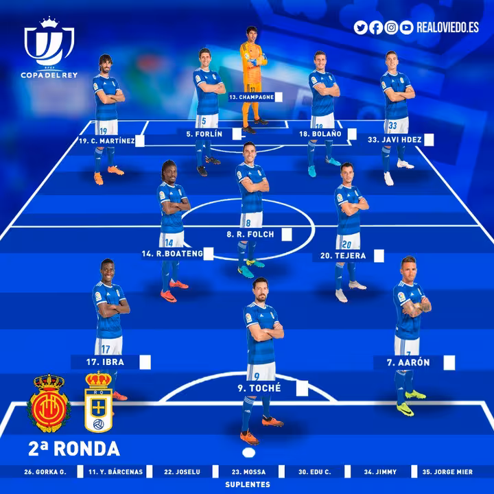 El once del Real Oviedo ante el Mallorca