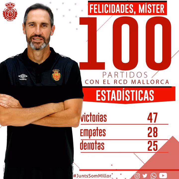 Vicente Moreno llega a los 100 partidos