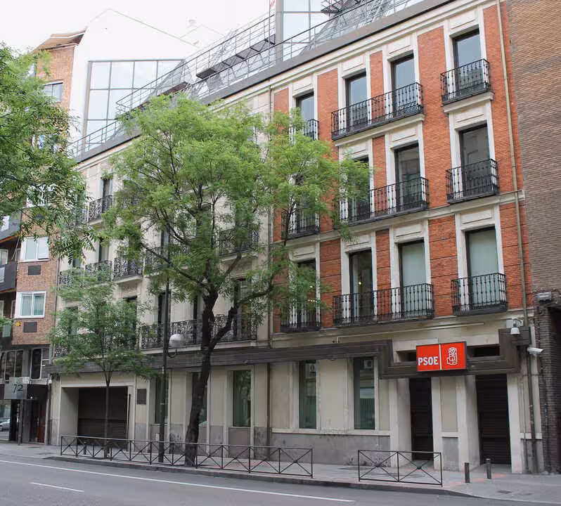 Headquarters of the Spanish Socialist Workers' Party (PSOE), at 70 Calle de Ferraz (street) in Madrid.