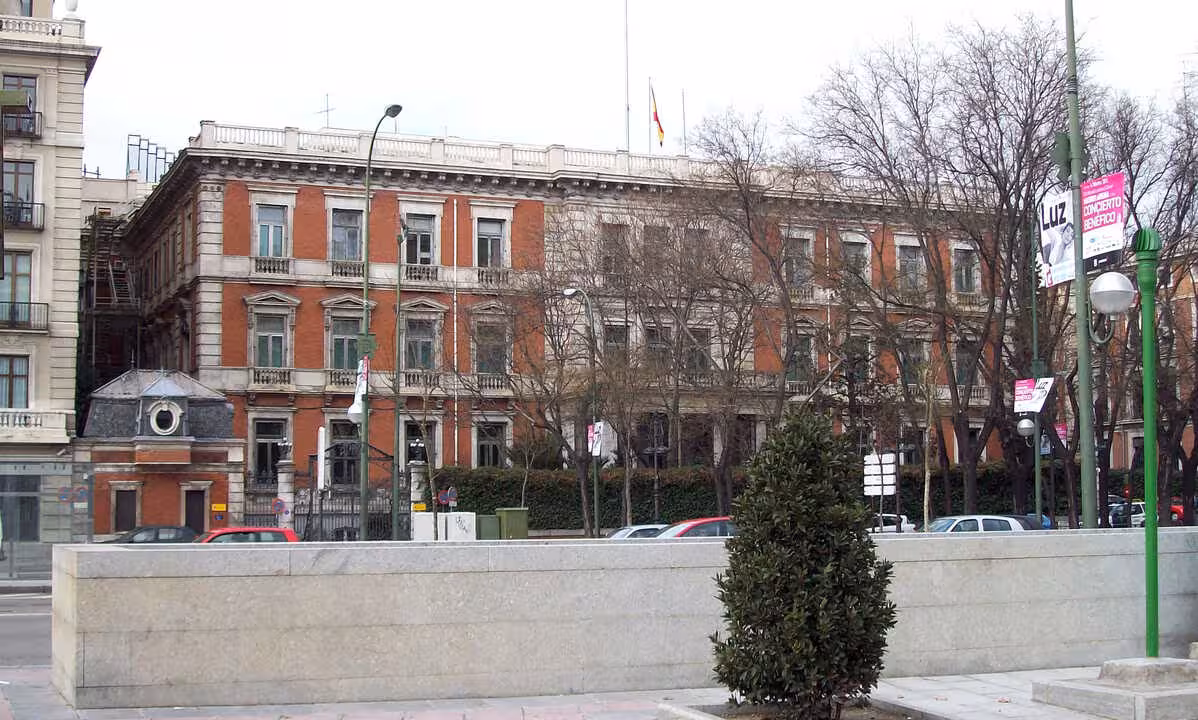 Palacio de Villamejor, at 3 Paseo de la Castellana (avenue) in Madrid. Building from 1890. Current headquarters of the Spanish Ministry of Territorial Policy and Public Administration.