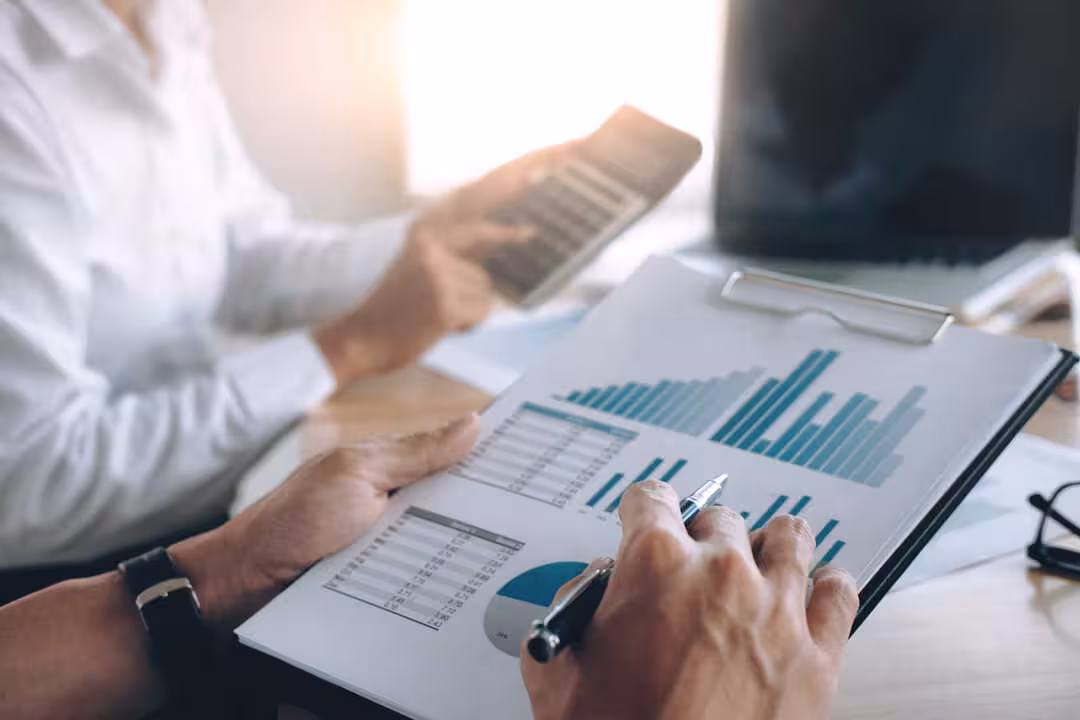 Business team present. Photo professional investor working new startup project. Finance meeting.