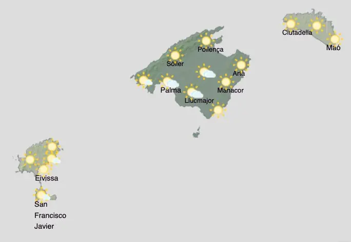 El tiempo en Baleares durante la jornada del mi&eacute;rcoles 5 de agosto de 2026.
