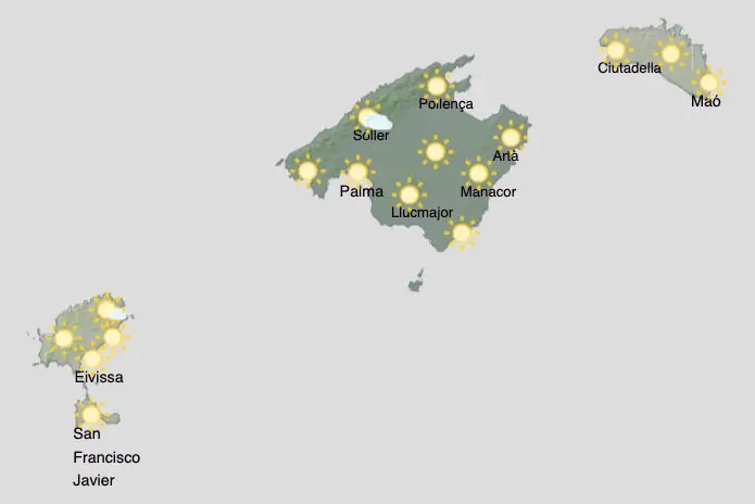 Aemet - El tiempo en Baleares durante la jornada del viernes 7 de agosto de 2026.