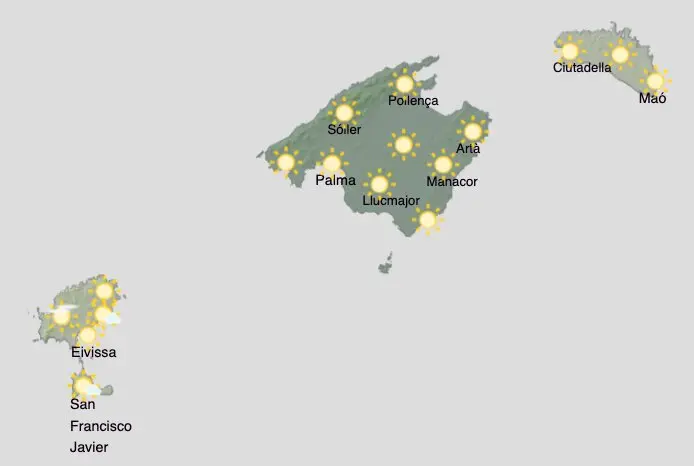Aemet - El tiempo en Baleares durante la jornada del mi&eacute;rcoles 12 de agosto de 2026.