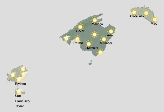 Aemet - El tiempo en Baleares durante la jornada del s&aacute;bado 15 y domigo 16 de agosto de 2026.