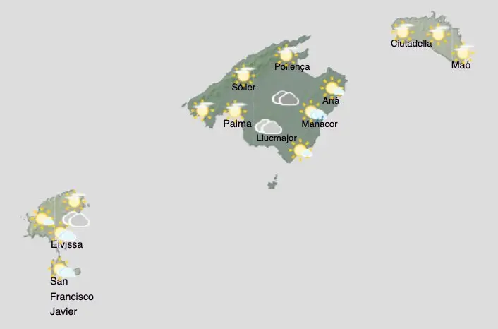 Aemet - Previsi&oacute;n del tiempo para el viernes 21 de agosto en Baleares.