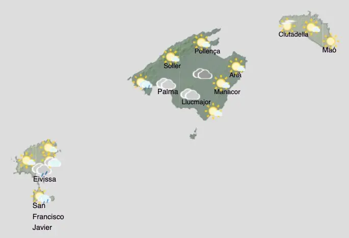 Aemet - Previsi&oacute;n del tiempo para el fin de semana del 22 y 23 de agosto en Baleares.