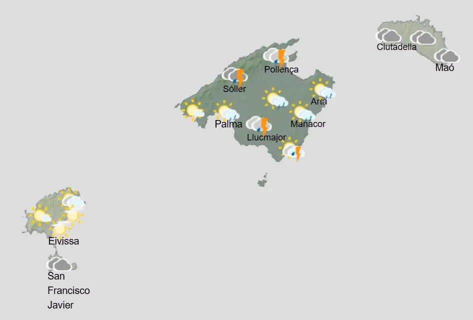 Aemet - Previsi&oacute;n del tiempo para el lunes 24 de agosto en Baleares.
