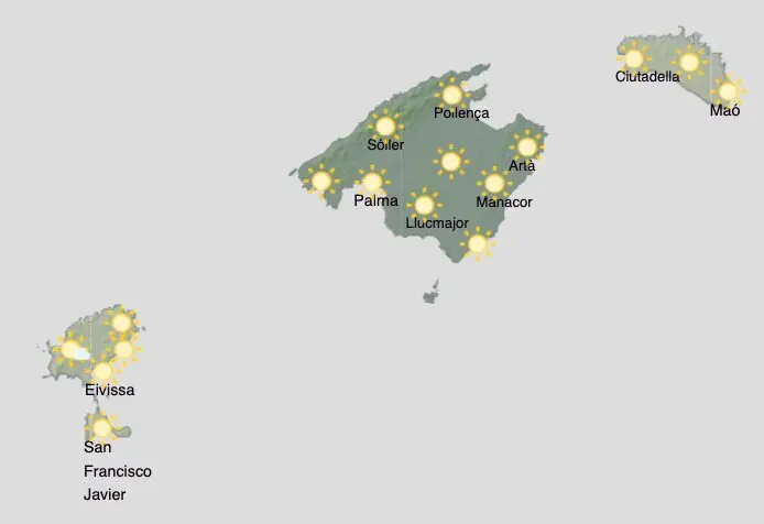 Aemet - Previsi&oacute;n del tiempo para el jueves 3 de septiembre en Baleares.