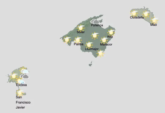 Aemet - Previsi&oacute;n del tiempo para el jueves 10 de septiembre en Baleares.