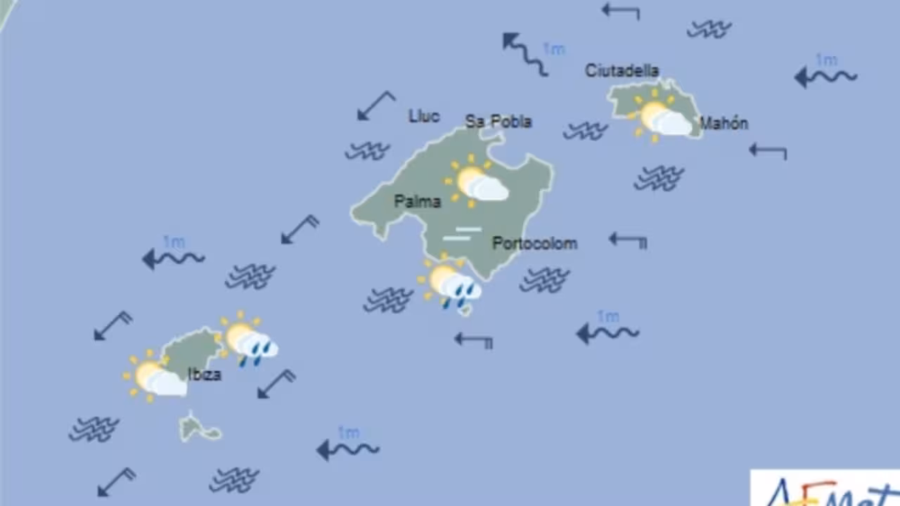EL TIEMPO/ Posibles chubascos débiles al sur de Baleares