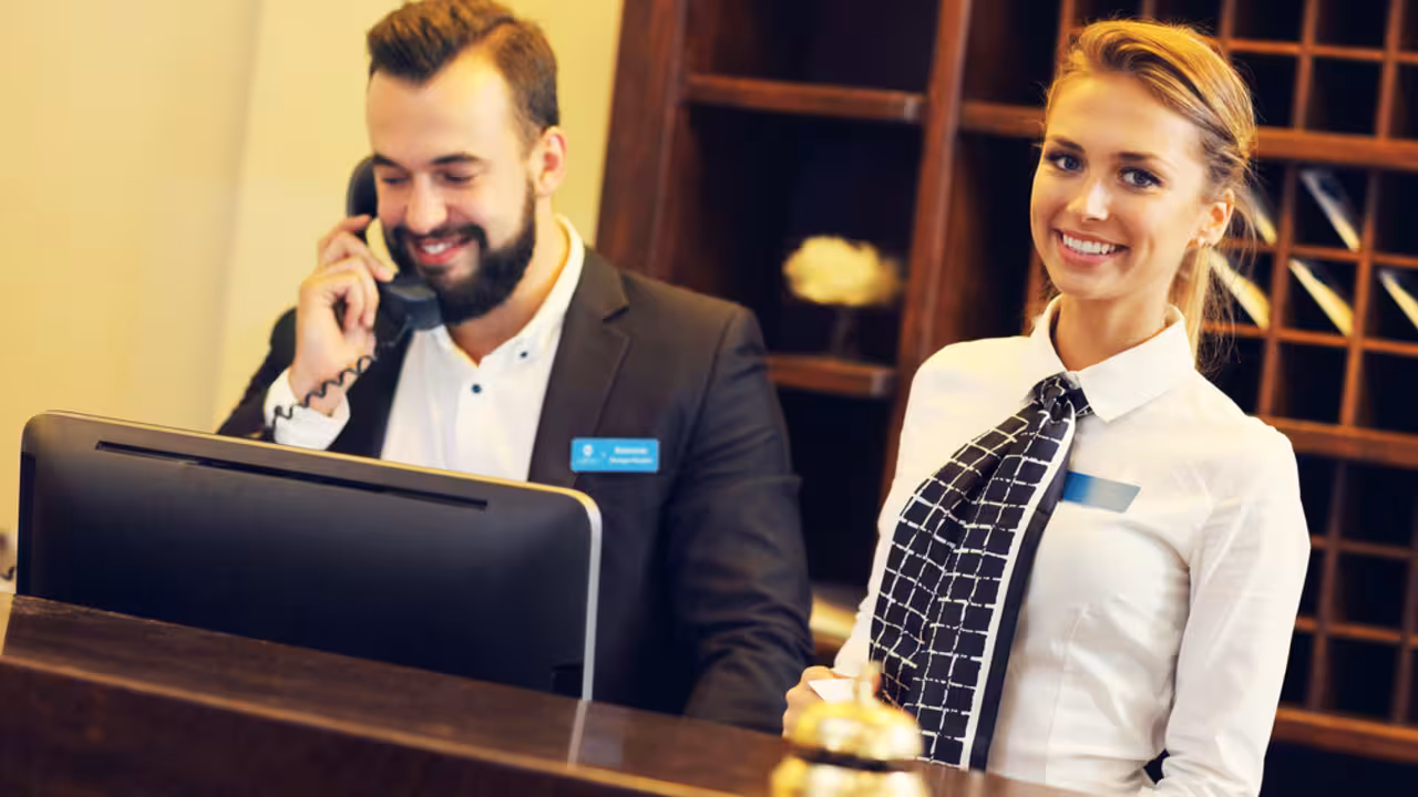 Picture of two receptionists at work