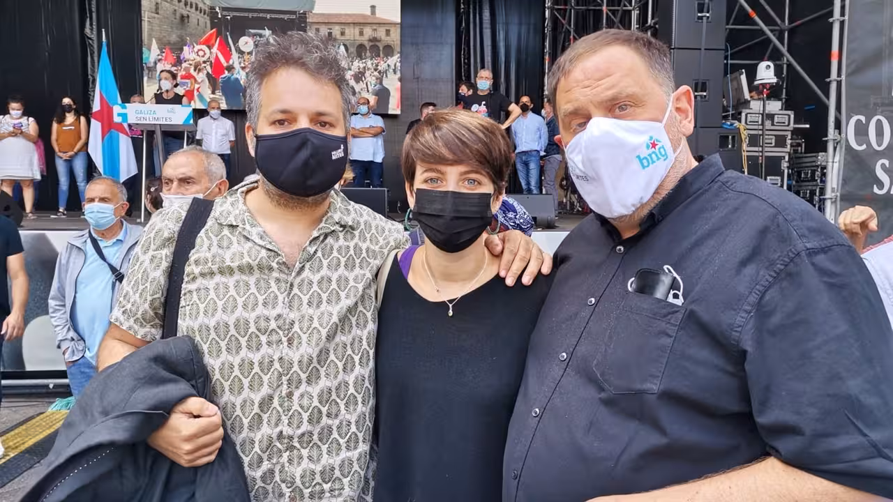 25-07-2021 (I-D)  El coresponsable de relaciones internacionales de MÉS per Mallorca, Antoni Trobat, junto a la diputada de ERC en el Congreso, Marta Rosique, y el líder de ERC, Oriol Junqueras.
POLITICA ESPAÑA EUROPA ISLAS BALEARES AUTONOMÍAS
MÉS PER MALLORCA