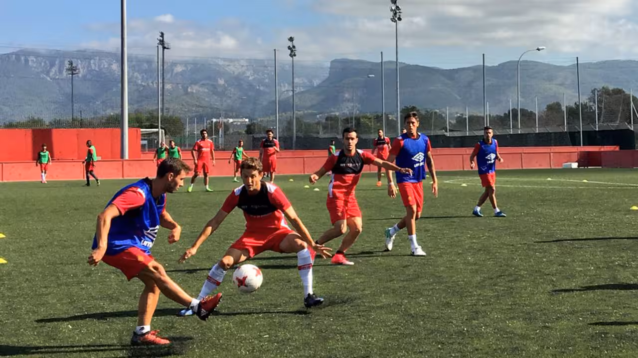 El Real Mallorca entrenaba sobre césped artificial