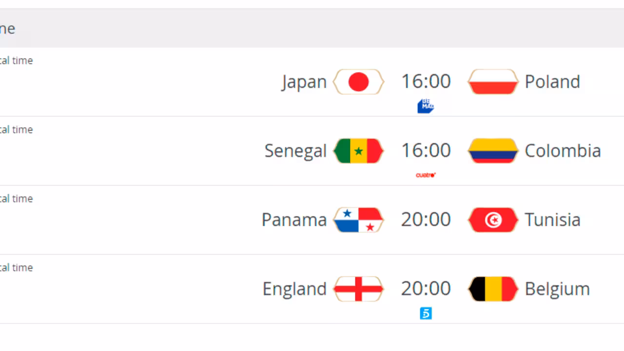 Horarios Mundial Rusia