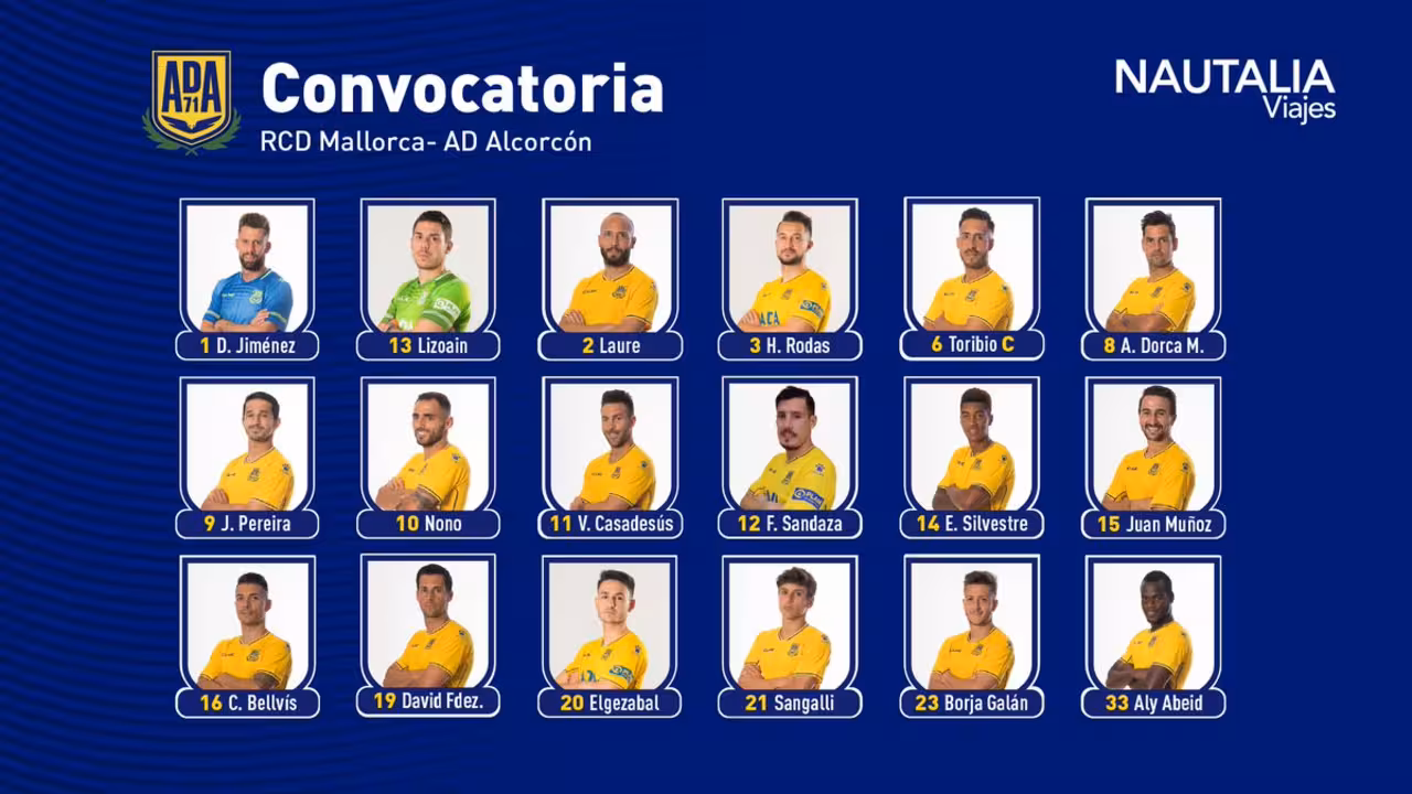 lista del Alcorcon ante el Mallorca