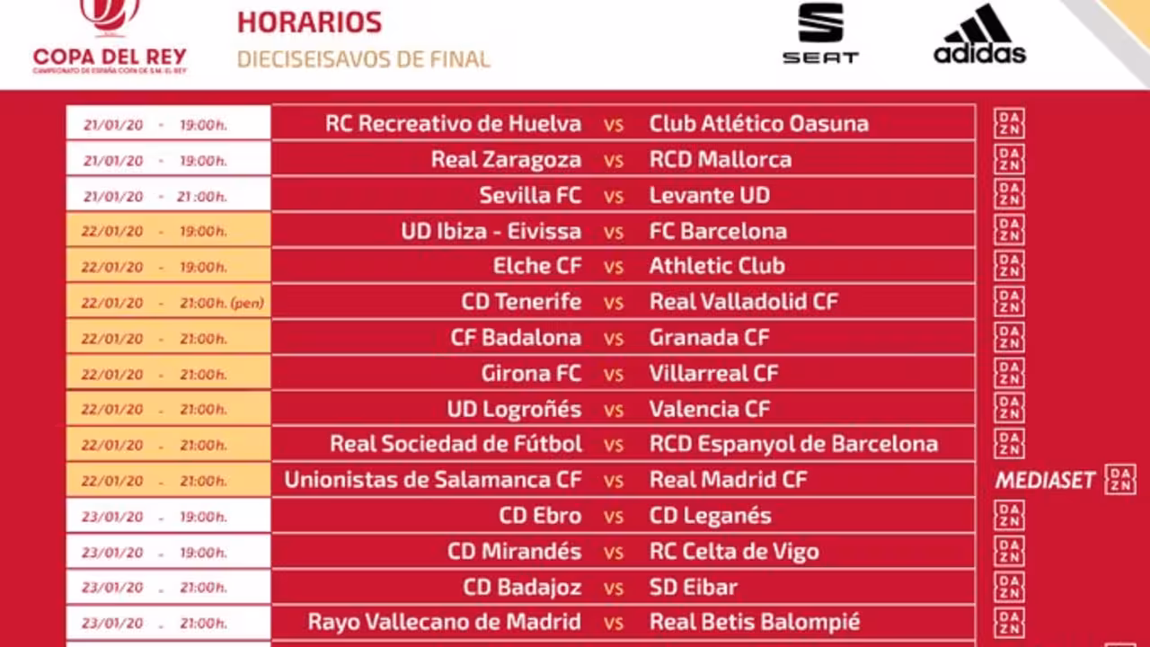 Horarios de la Copa del Rey