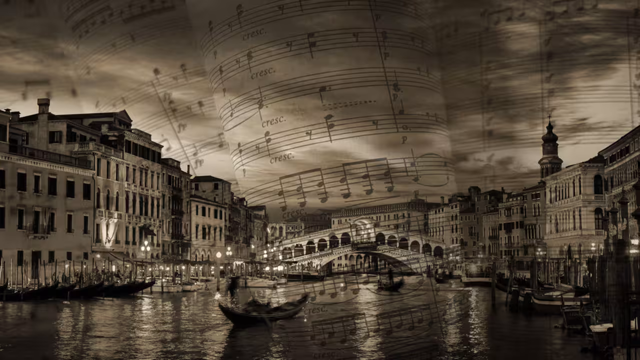 Ponte Rialto and gondola at sunset in Venice, Italy