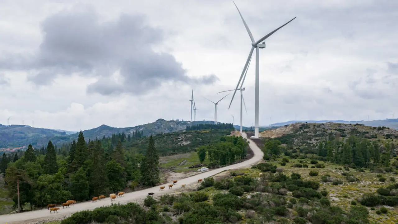 Images of Vestas EnVentus 172-7.2MW onshore wind turbines at T&acirc;mega Wind Farm in northern Portugal.