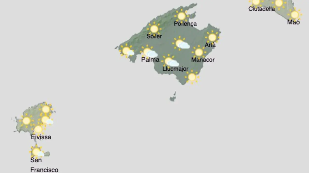El tiempo en Baleares durante la jornada del mi&eacute;rcoles 5 de agosto de 2026.