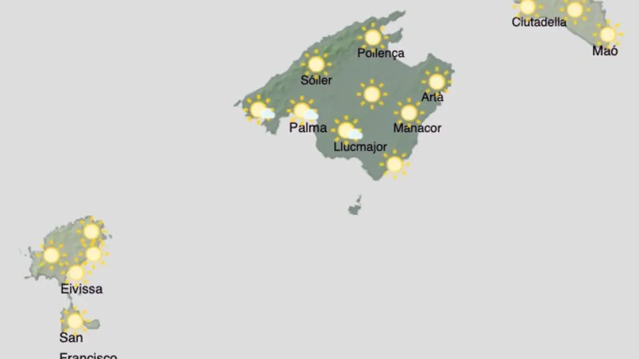 Aemet - El tiempo en Baleares durante la jornada del viernes 14 de agosto de 2026.
