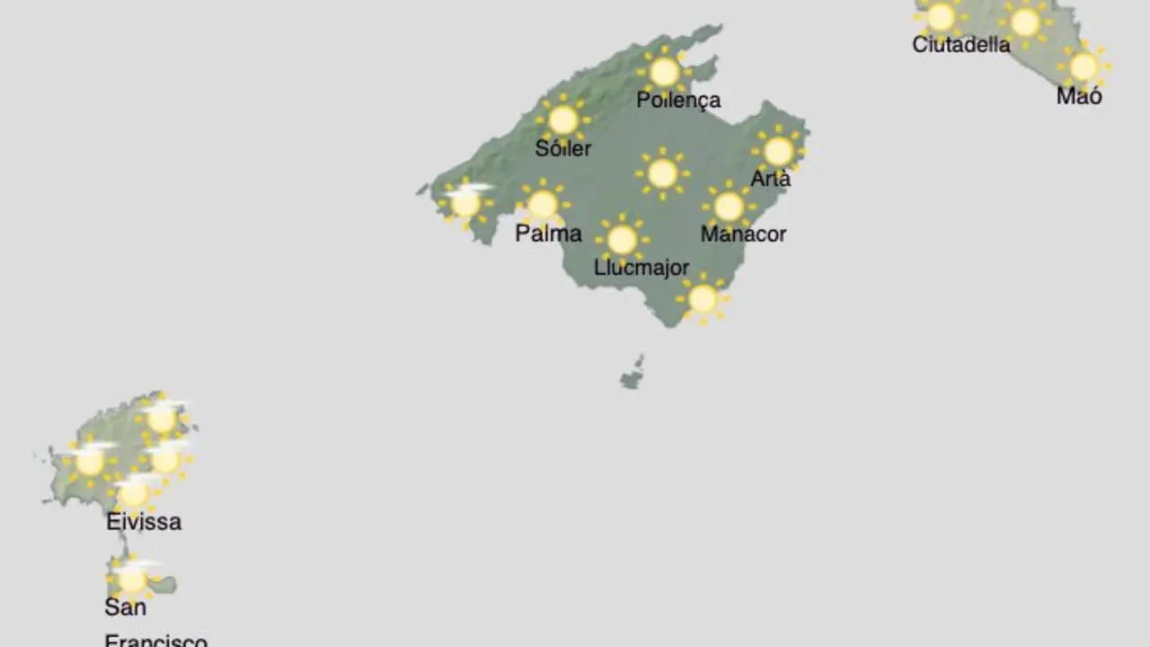 Aemet - El tiempo en Baleares durante la jornada del s&aacute;bado 15 y domigo 16 de agosto de 2026.