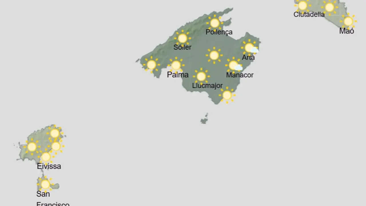 Aemet - Previsi&oacute;n del tiempo para el martes 17 de agosto en Baleares.