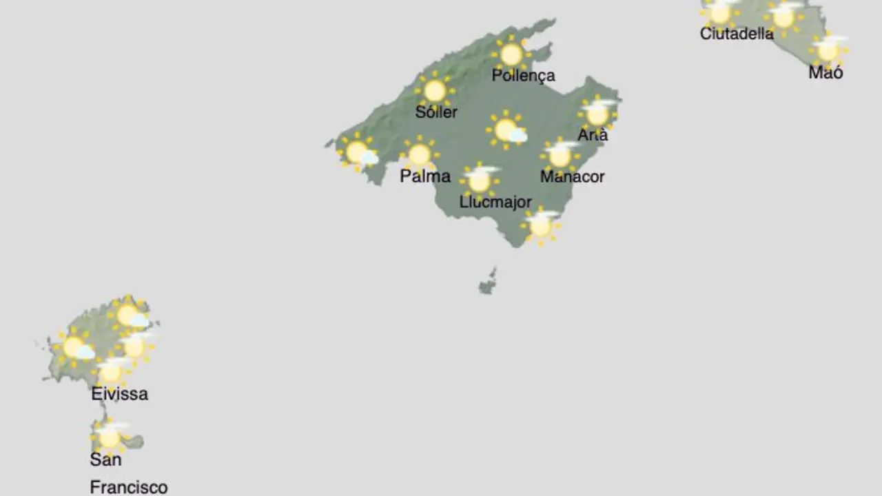 Aemet - Previsi&oacute;n del tiempo para el jueves 20 de agosto en Baleares.