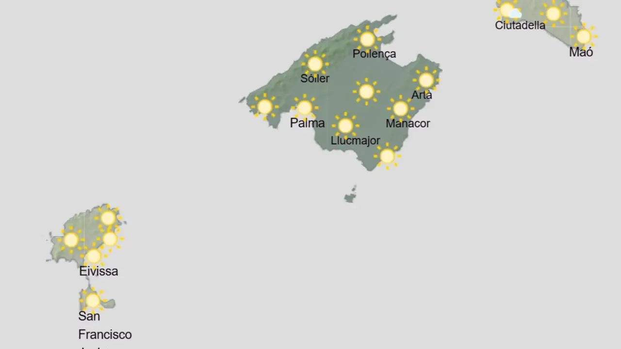 Aemet - Previsi&oacute;n del tiempo para el martes 25 de agosto en Baleares.
