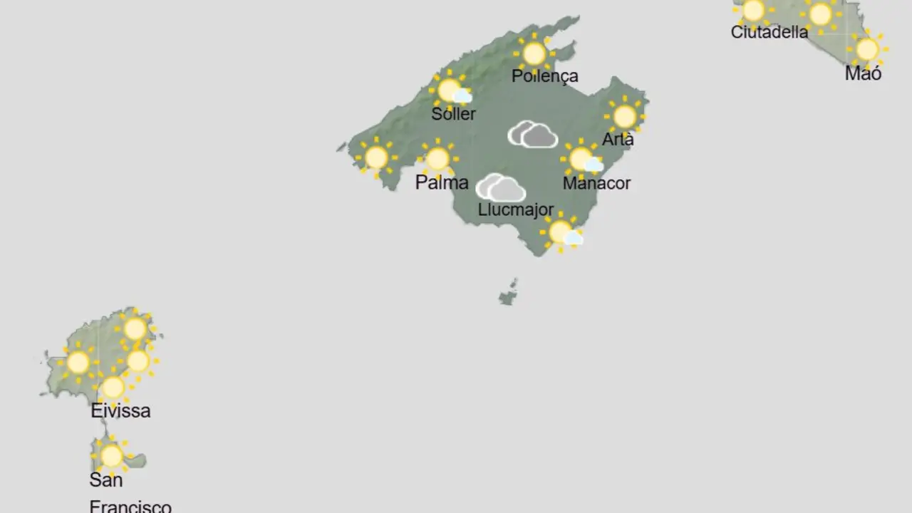 Aemet - Previsi&oacute;n del tiempo para el fin de semana del 29 y 30 de agosto en Baleares.