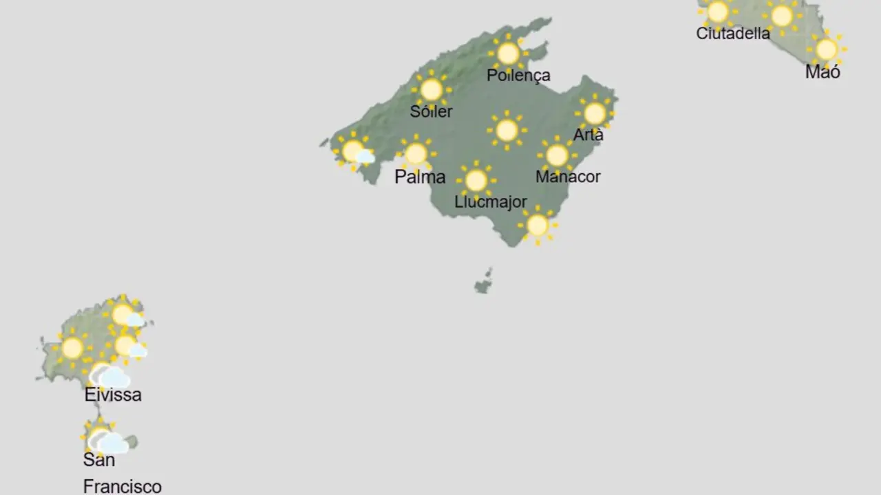 Aemet - Previsi&oacute;n del tiempo para el lunes 31 de agosto en Baleares.