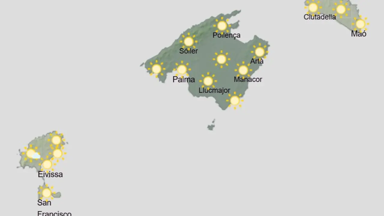 Aemet - Predicci&oacute;n del tiempo para el lunes 14 de septiembre en Baleares.