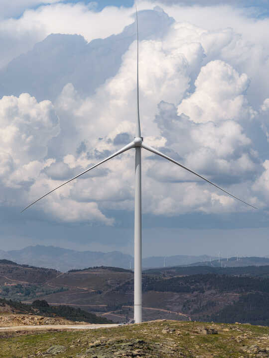 Images of Vestas EnVentus 172-7.2MW onshore wind turbines at Tâmega Wind Farm in northern Portugal.