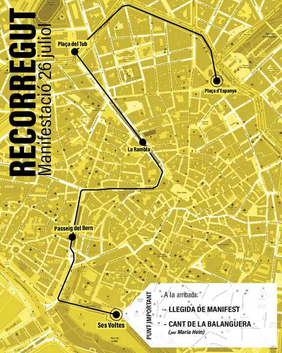Recorrido de la manifestación contra la masificación turística convocada para el 26 de julio en Palma.