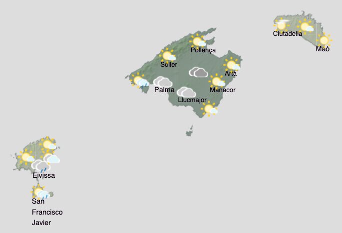 Aemet - Previsión del tiempo para el fin de semana del 22 y 23 de agosto en Baleares.