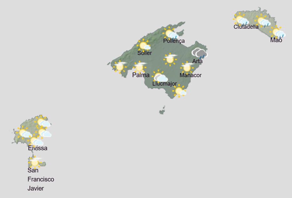 Aemet - Previsión del tiempo para el jueves 27 de agosto en Baleares.